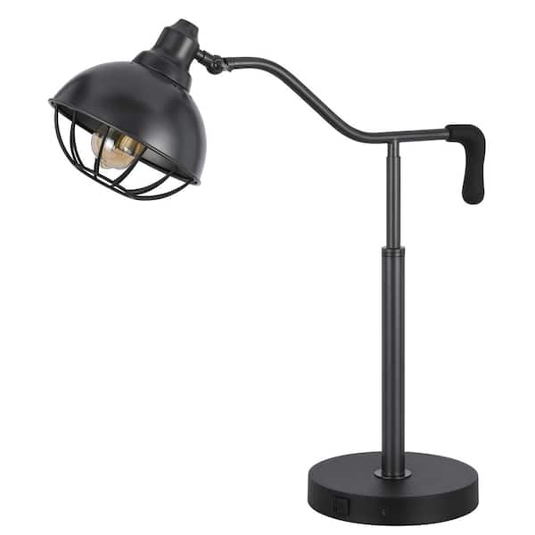 CAL Lighting Taloga 27 in. Black Reading Metal Desk Lamp with USB Port and Rocker Switch