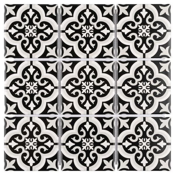 Merola Tile Affinity Braga Smoke Encaustic 11-3/4 in. x 11-3/4 in. x 6mm Porcelain Mosaic Tile