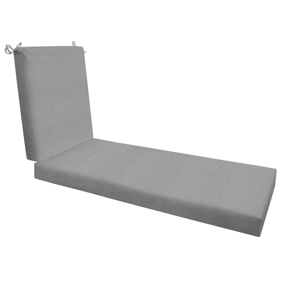 Outdoor Chaise Lounge Chair Cushion Textured Solid Platinum Grey