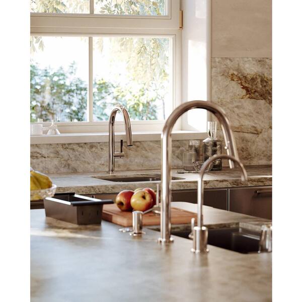 Rohl Lux Satin Nickel 1-Handle Deck-Mount Pull-Out Handle Kitchen Faucet Rohl Lux Satin Nickel 1-Handle Deck-Mount Pull-Out Handle Kitchen Faucet
