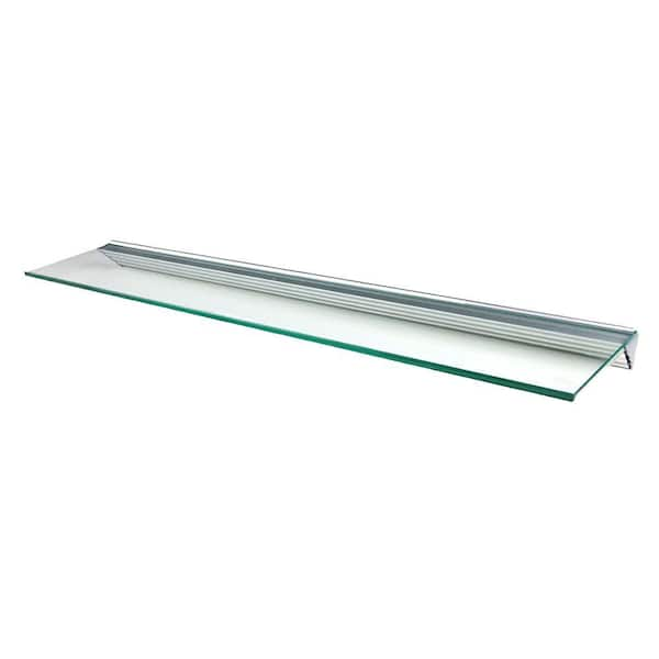 Wallscapes Glacier Clear Glass Shelf with Silver Bracket Shelf Kit (Price Varies By Size)