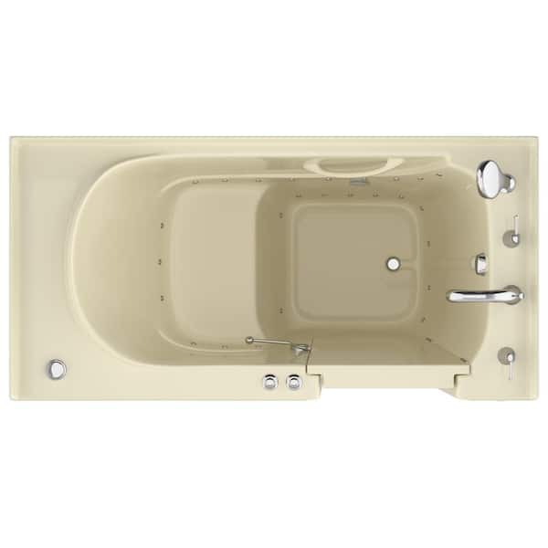 Universal Collection 30 in. L x 59 in. W Right Side Drain Air Jetted Bathtub in Biscuit with Aroma and Chroma Therapy