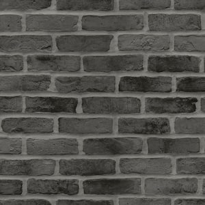 Burnham Black Brick Wall Wallpaper Sample