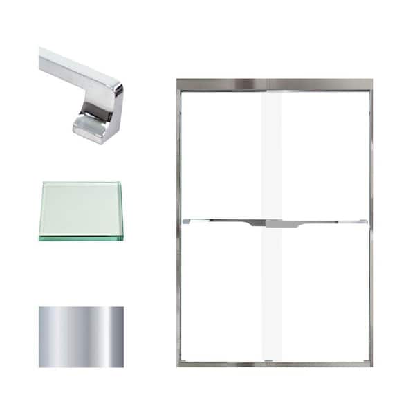 Transolid Frederick 47 in. W x 70 in. H Sliding Semi-Frameless Shower Door in Polished Chrome with Clear Glass