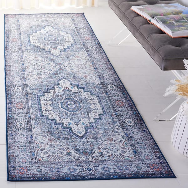 Tucson Beige/Green 3 ft. x 8 ft. Machine Washable Ikat Border Medallion Runner Rug