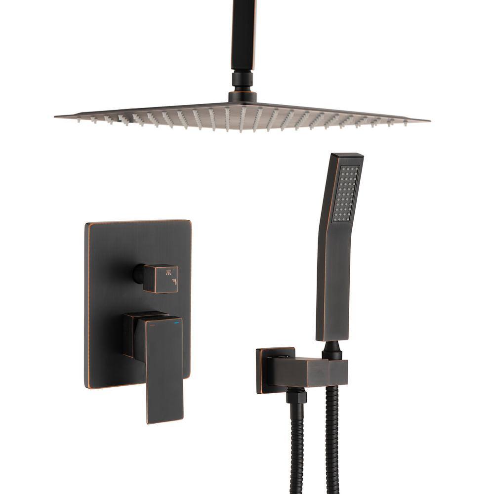 16 in. Ceiling Mounted Dual Shower Head System with Handheld Combo Set in Oil-Rubbed Bronze price history on PriceWatchPro