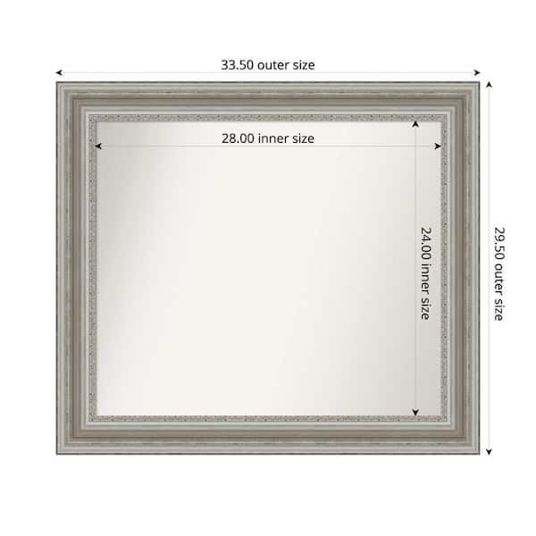 Amanti Art Parlor Silver 33.5 in. x 29.5 in. Custom Non-Beveled Recycled Polystyrene Framed Bathroom Vanity Wall Mirror