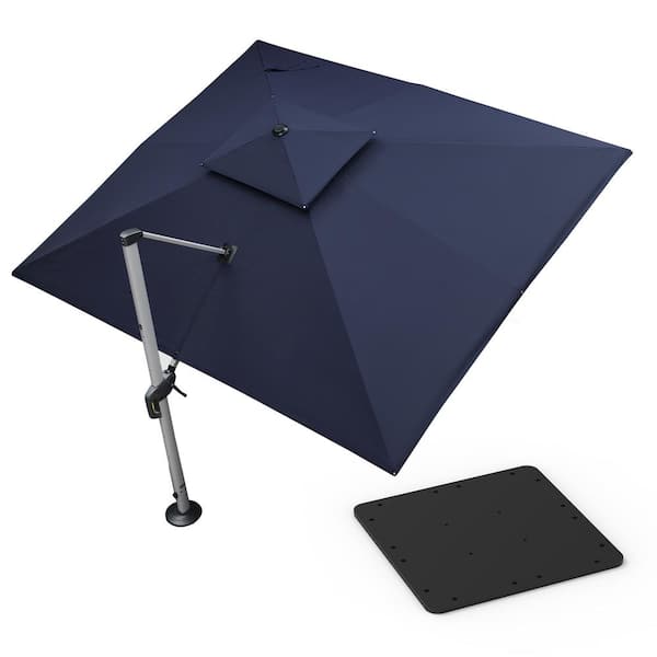 PURPLE LEAF 10 ft. x 12 ft. High-Quality Aluminum Cantilever Polyester Outdoor Patio Umbrella with Base Plate, Navy Blue
