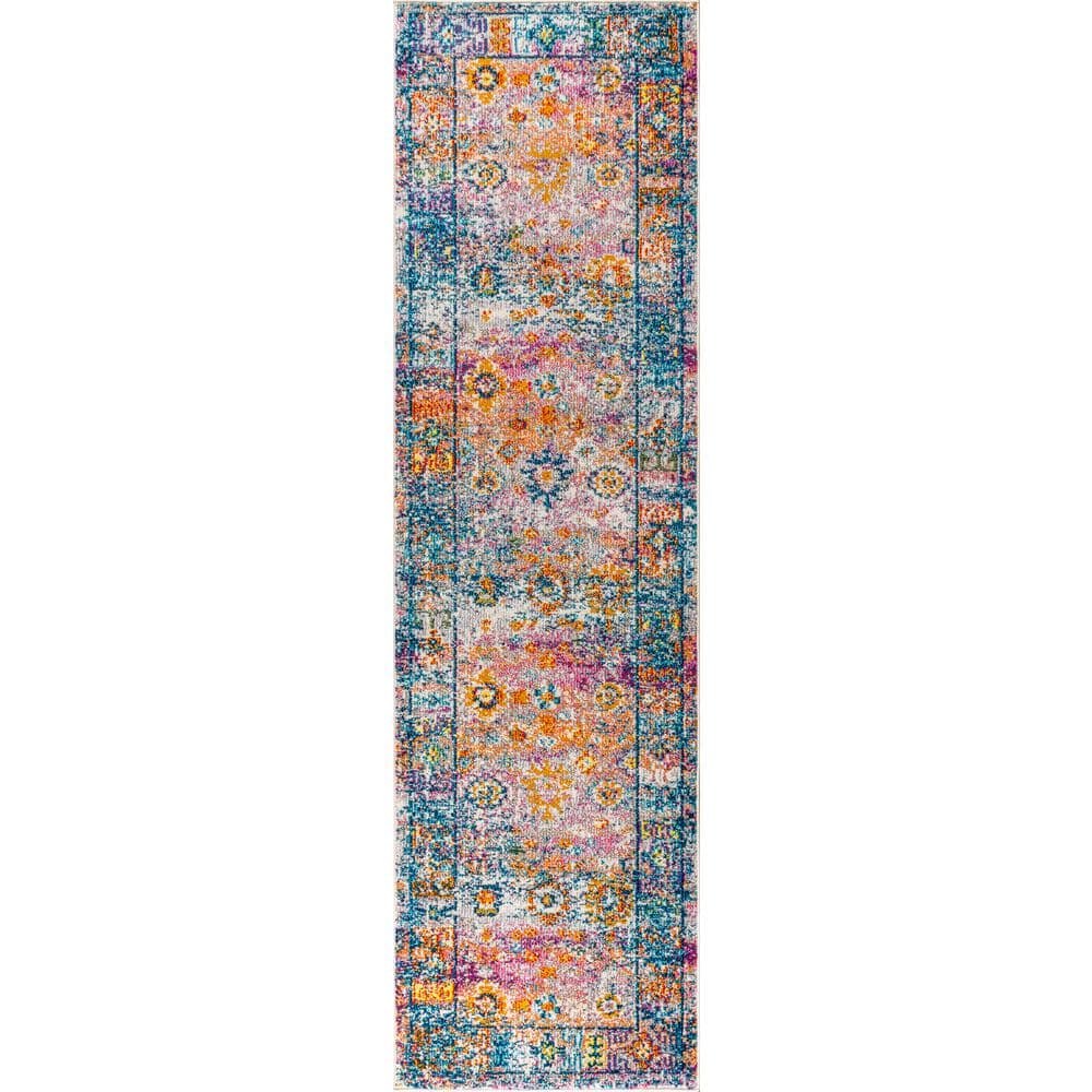 Cream and Navy Synthetic Bohemian Flair Area Rug