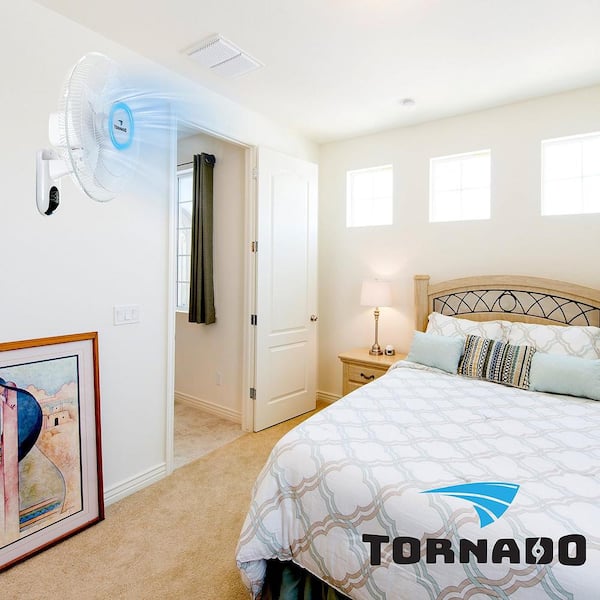Tornado 16 in. 3-Speed Wall Fan in White with Oscillating Head, 6