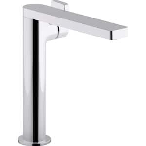 Composed Single-Hole Single-Handle Tall Vessel Bathroom Faucet with Lever Handle and Drain in Polished Chrome