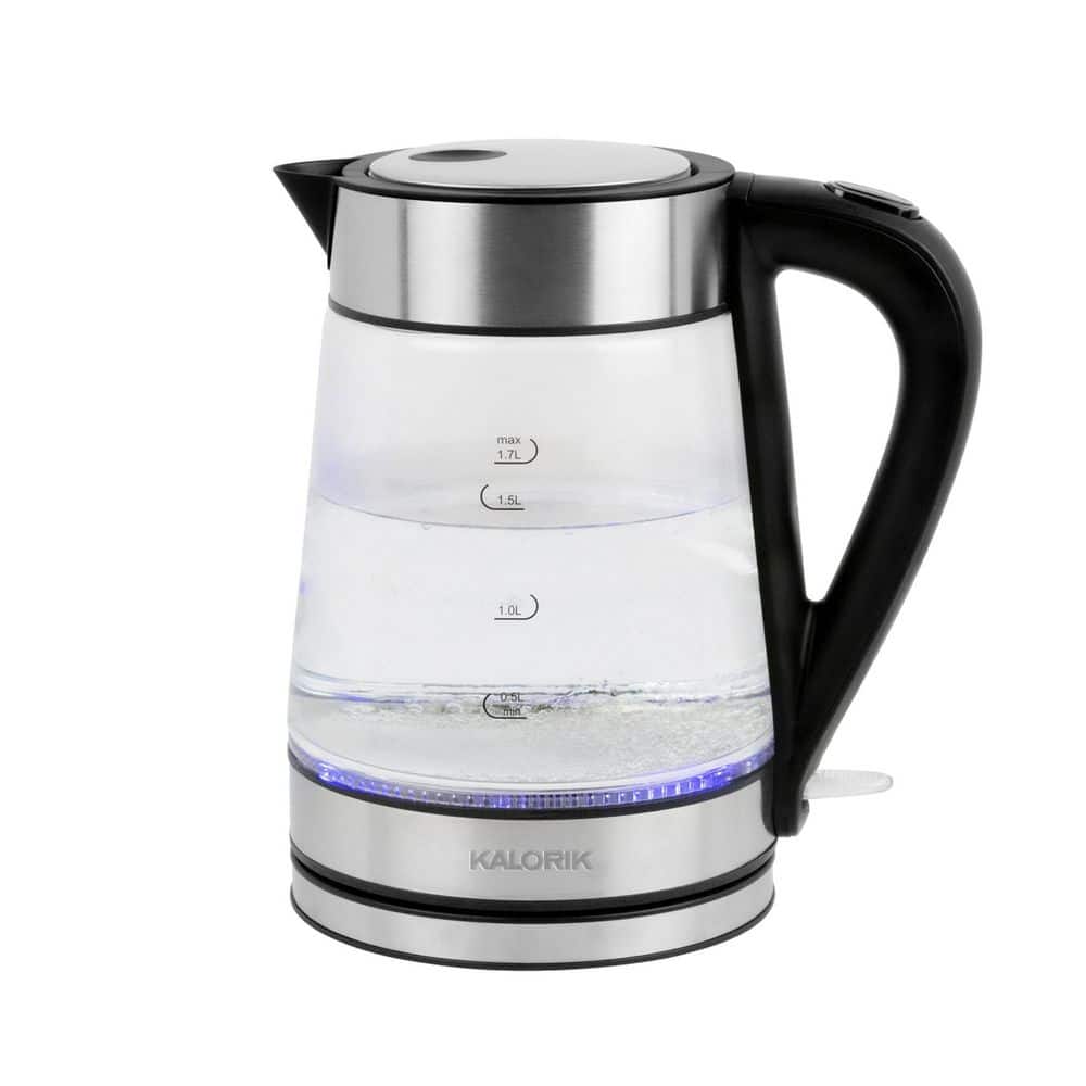 Kalorik 1.7L Stainless Steel and Glass Rapid Boil Electric Kettle