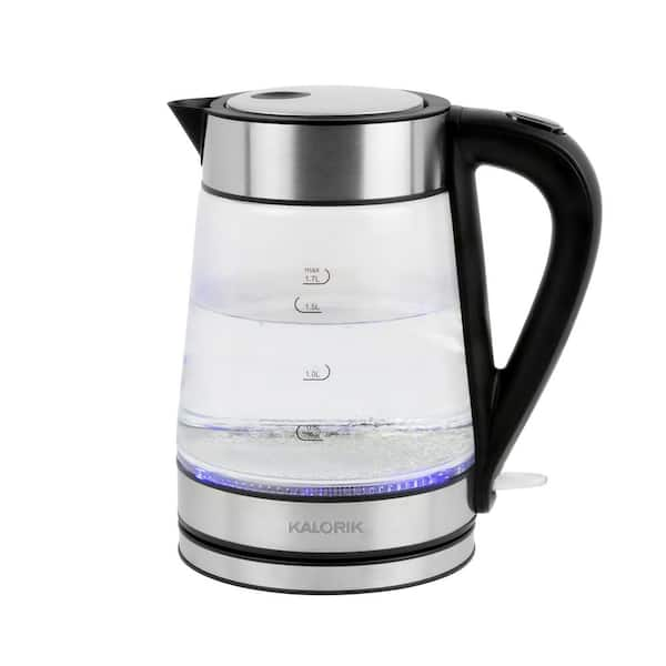 KALORIK 7 Cup Cordless Electric Kettle with Blue LED in Stainless Steel ...