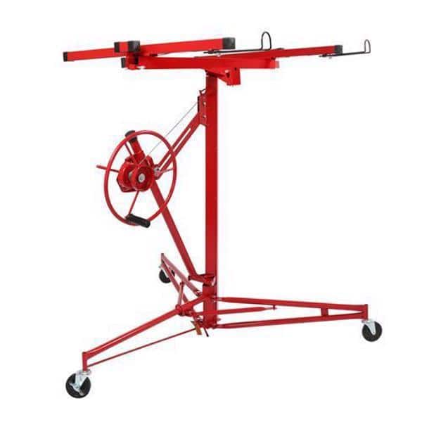 Unbranded - 16 ft. Heavy Duty Steel Drywall Lifter Panel Hoist Jack Rolling Caster Construction Lockable 150 lbs. Load Capacity