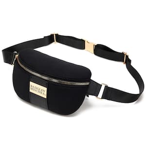 Sage 5 in. Black Waistpack Made from Scuba and Vegan Leather