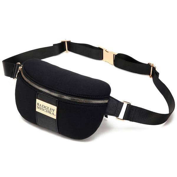 BADGLEY MISCHKA Sage 5 in. Black Waistpack Made from Scuba and Vegan Leather