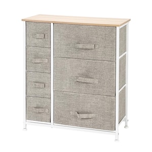 11.81 in W. x 28.74 in. H Beige 7-Drawer Fabric Storage Chest with Beige Drawers