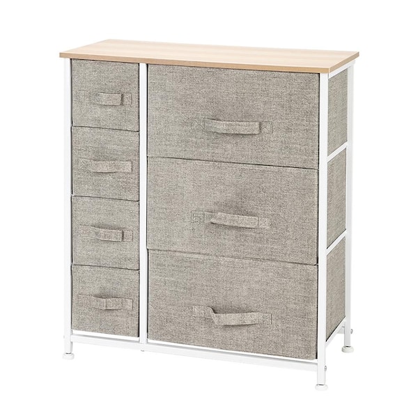 Karl home 11.81 in W. x 28.74 in. H Beige 7-Drawer Fabric Storage Chest with Beige Drawers