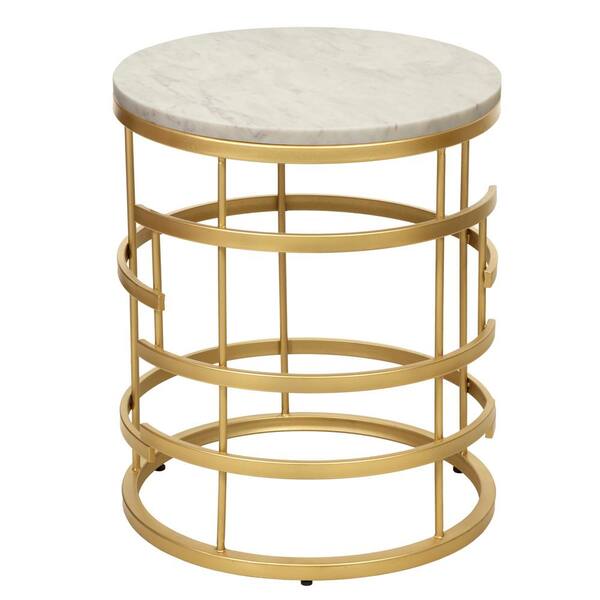 Ina Classic Hollyn 18 In Gold 20 High Round White Marble Top Accent Table Mt1820 Whtgld The Home Depot Ina Classic Hollyn 18 In Gold 20, High Round End Table