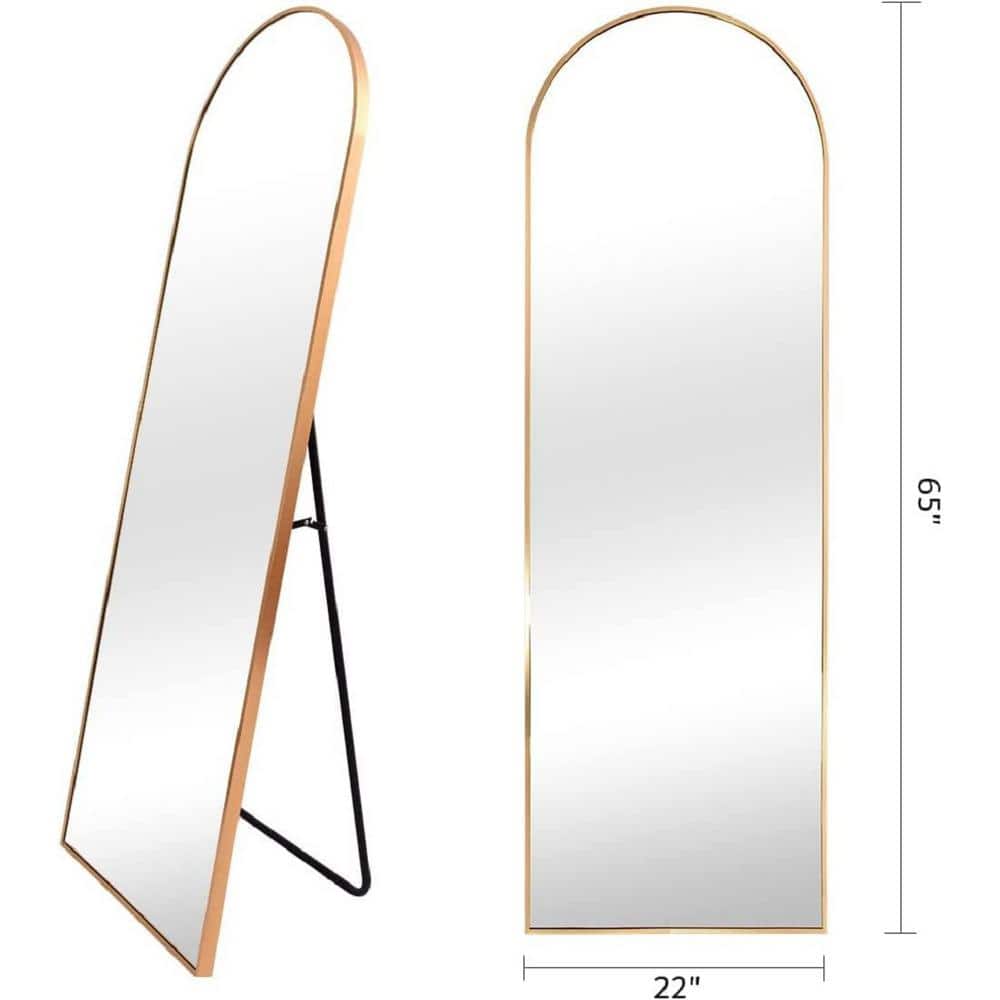23.6 in. W x 65 in. H Arched-Top Full Body Mirror with Stand Floor Mirror W