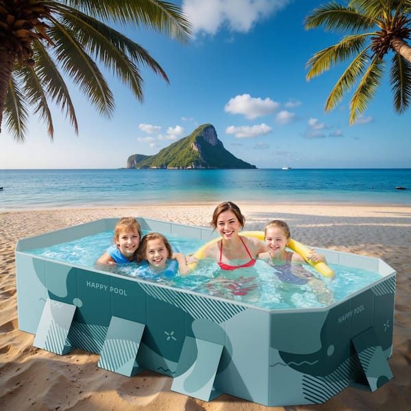 Tozey Foldable 112 in. x 66 in. Rectangular Frame Pool, Portable