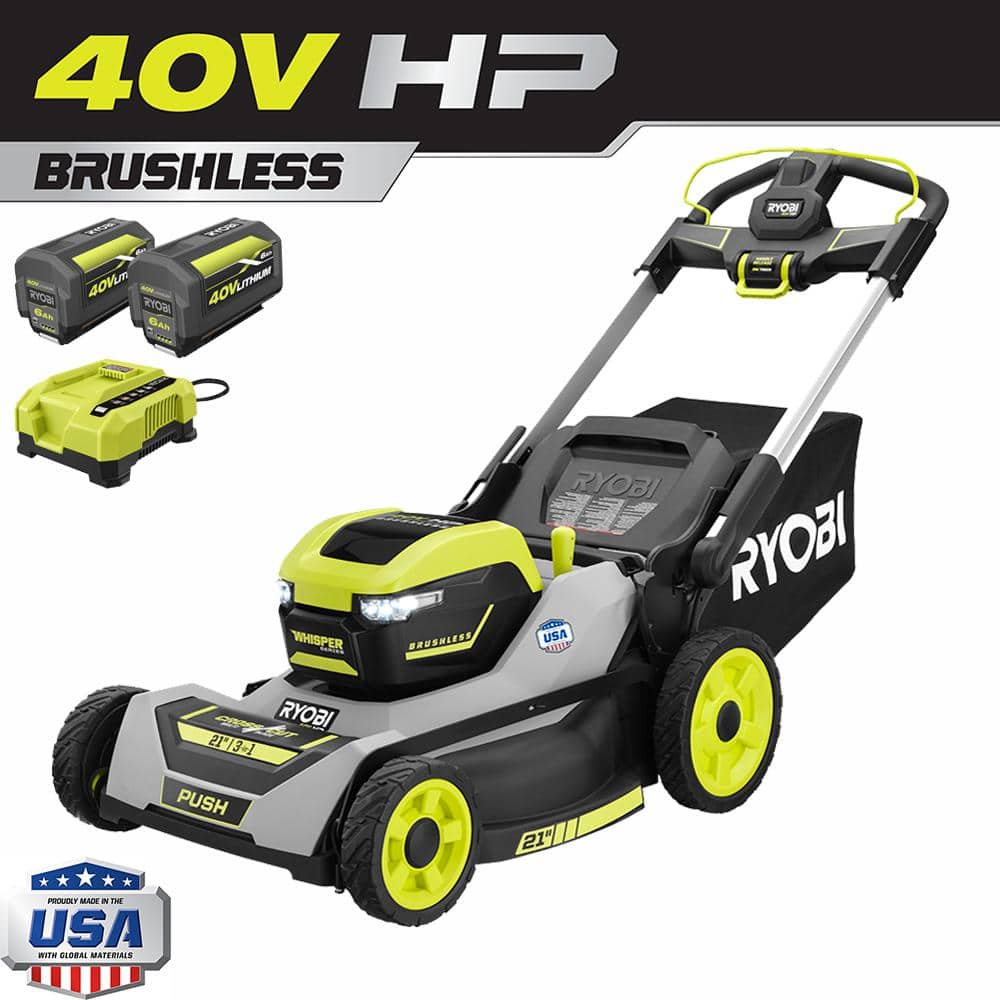 RYOBI Volt HP Brushless In Whisper Series Cordless Walk Behind Dual Blade Push Mower W