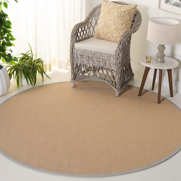Napa Faux Sisal 6 ft. x 6 ft. Round Maize/Beige Solid Color Area Rug