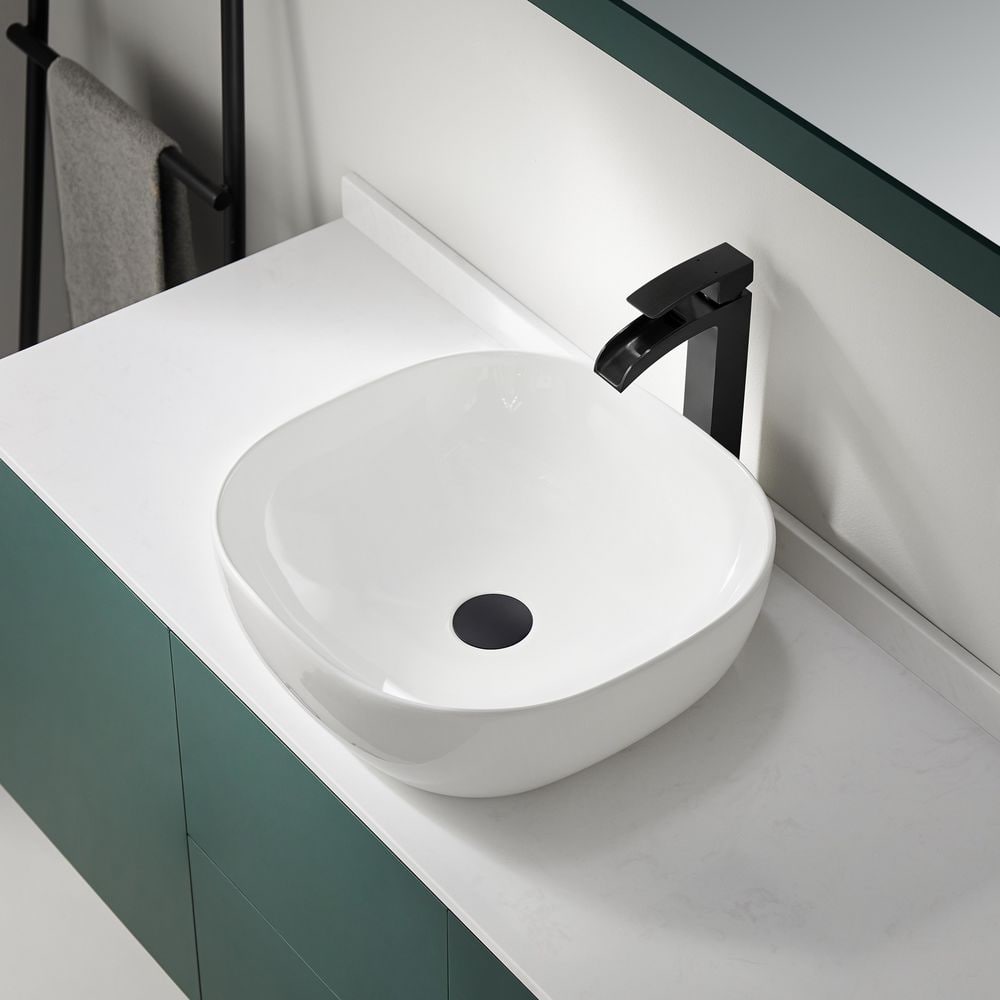 ANZZI Siena Series 17 in. Ceramic Rounded Vessel Square Bathroom