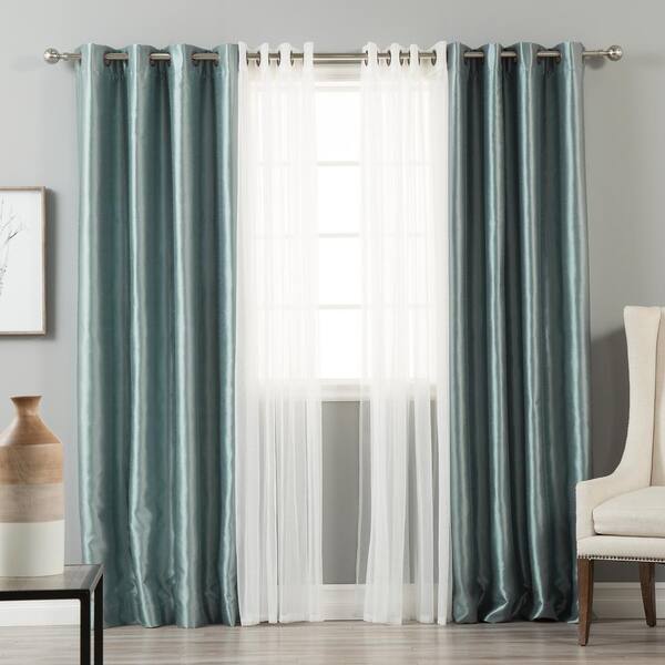 Best Home Fashion Blue Dawn Faux Silk Grommet Blackout Curtain - 52 in. W x 84 in. L (Set of 4)