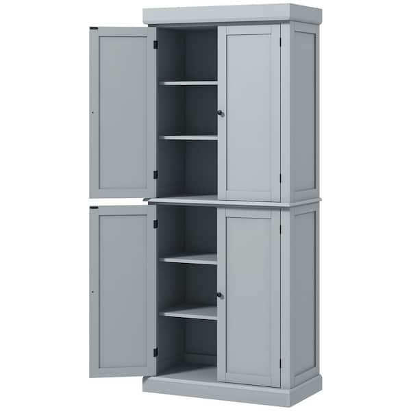 HOMCOM 72 in. Kitchen Pantry Storage Cabinet with 4 Doors, Gray