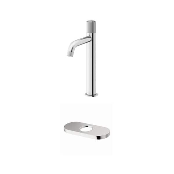 Apollo Single-Hole Bathroom Vessel Faucet with 5.5 in. Deck Plate in Brushed Nickel (2-Piece)