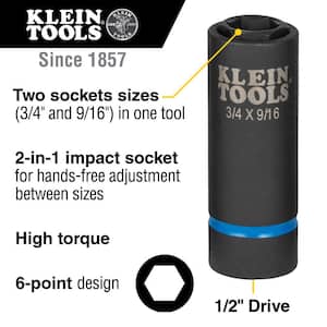 1/2 in. Drive 2-in-1 Impact Socket 6-Point 3/4 in. and 9/16 in.