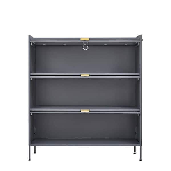 Gray 3-Shelf Metal Pantry Organizer, Storage Cabinet Baker Racks with Microwave Rack Storage Rack