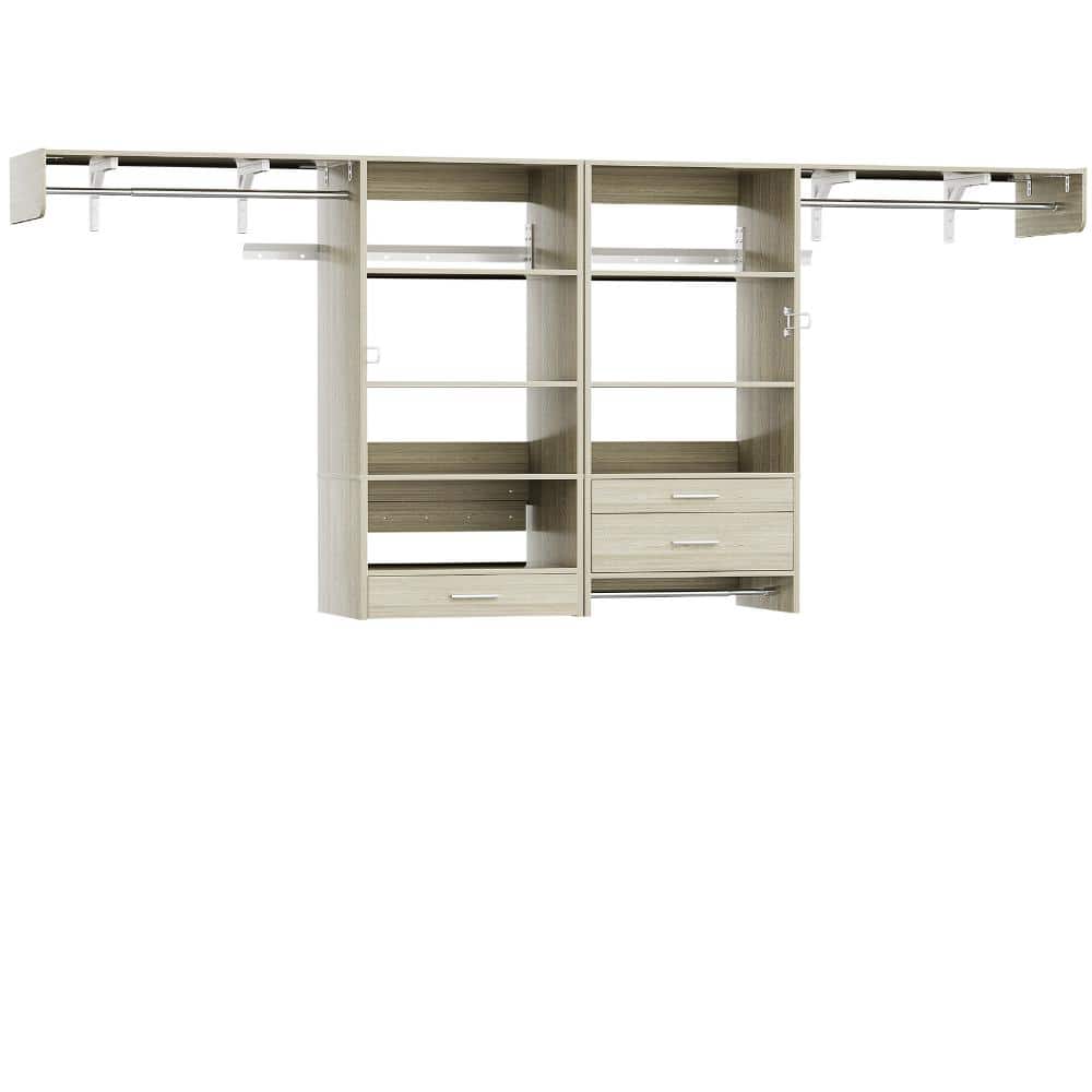 80 in. W - 120 in. W White Oak Tower Wall Mount 11-Shelf Wood Closet System With Pull-Out Stand Shelf Towel Rack price history on PriceWatchPro