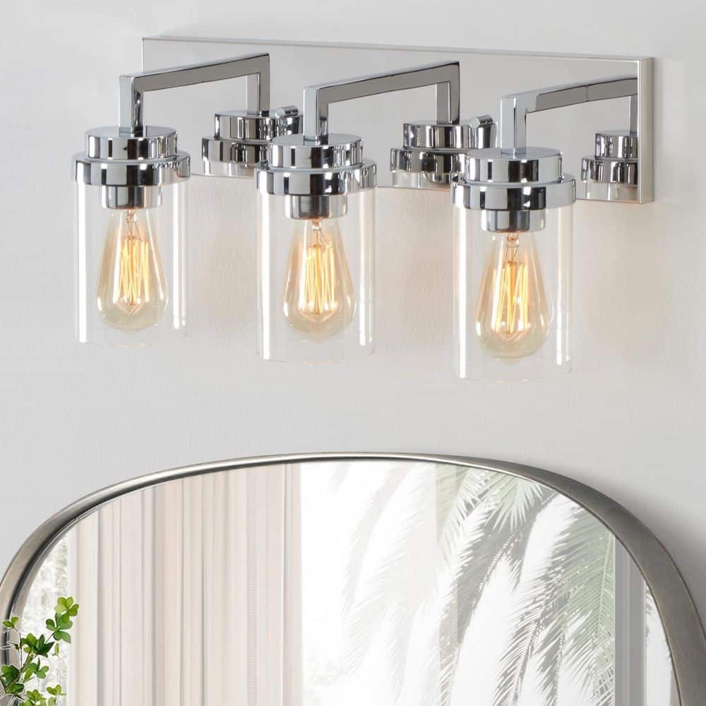 20.5 in. 3-Light Chrome Vanity Light with Clear Glass Shade price history on PriceWatchPro
