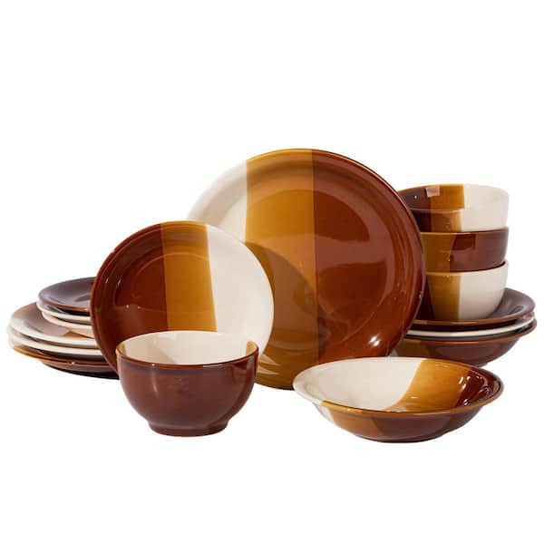 Gibson Home Yellowstone 16-Pcs Dinnerware Stoneware Set (Service for Set for 4)
