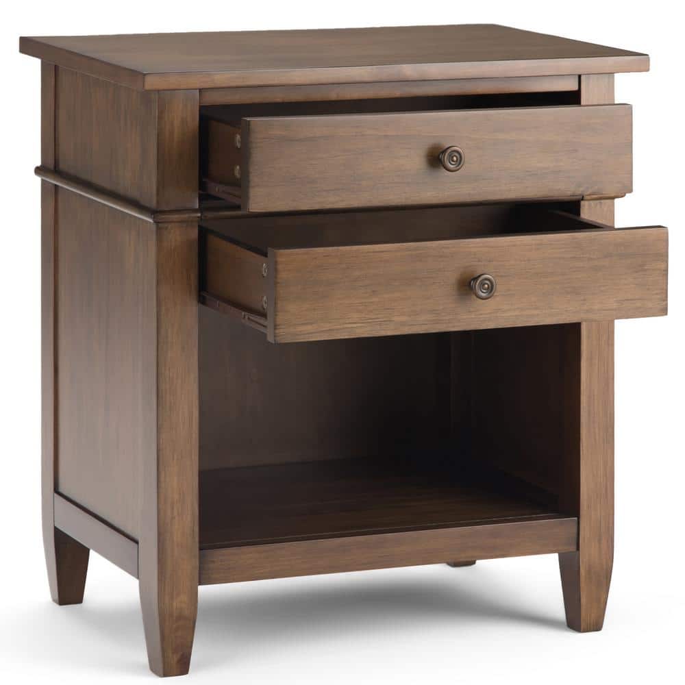 Carlton Rustic Natural Aged Brown Solid Wood Bedside Table