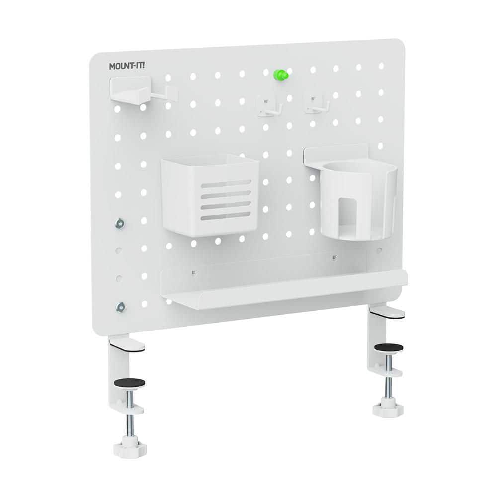 16.5 in. Height x 18.8 in. Width White Clamp-on Pegboard Organizer