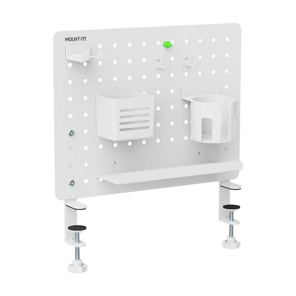 16.5 in. Height x 18.8 in. Width White Clamp-on Pegboard Organizer