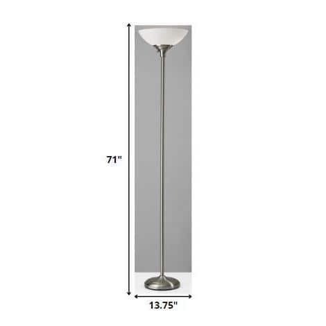 Tailored Satin Steel Metal Torchiere With Bright Illumination Tailored Satin Steel Metal Torchiere With Bright Illumination