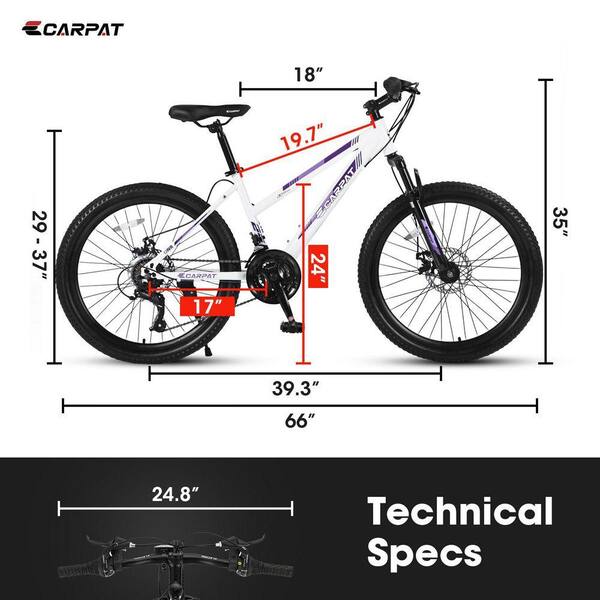 Tenleaf 24 in. Steel Frame Mountain Bike Shimano 21 Speeds Bicycle