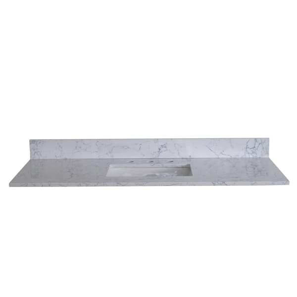 INSTER 49 in. W x 22 in. D Stone Bathroom Vanity Top in Carrara Jade with White Rectangle Single Sink-3H