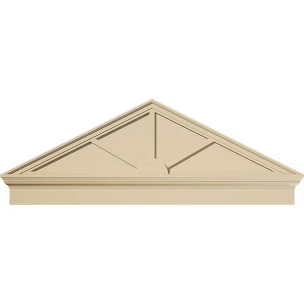 Ekena Millwork 56 in. W x 20-7/8 in. H x 2-3/4 in. P Pitch 6/12 Peaked Cap 3 Spoke Signature Urethane Combination Pediment Primed Tan