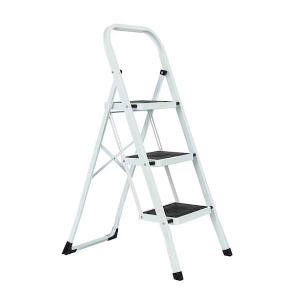 Kahomvis Folding Step Ladder, Portable 3-Step Metal Step Stool, 330 lb. Load Capacity Type IA Duty Rating (8.5 ft. Reach Height)