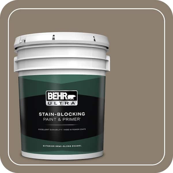 BEHR ULTRA 5 gal. #BNC-36 Restful Brown Semi-Gloss Enamel Exterior Paint & Primer