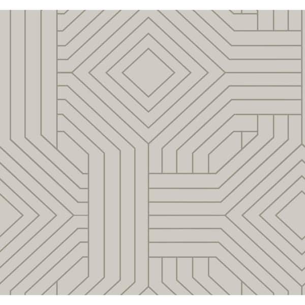 York Wallcoverings Taupe Diverging Diamonds Paper Unpasted Matte Wallpaper (27 in. x 27 ft.)