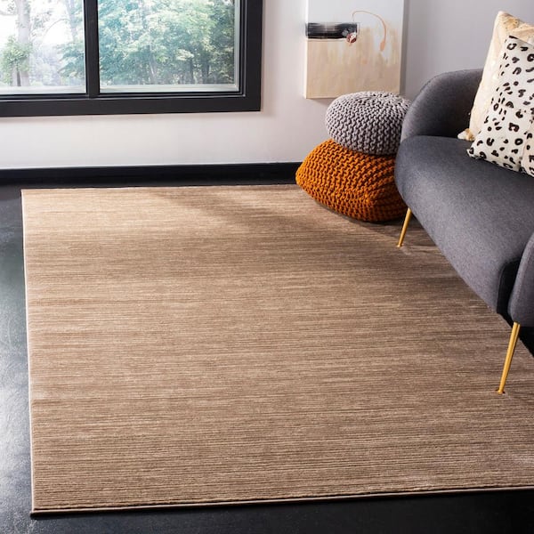 Vision Light Brown 4 ft. x 4 ft. Square Solid Area Rug
