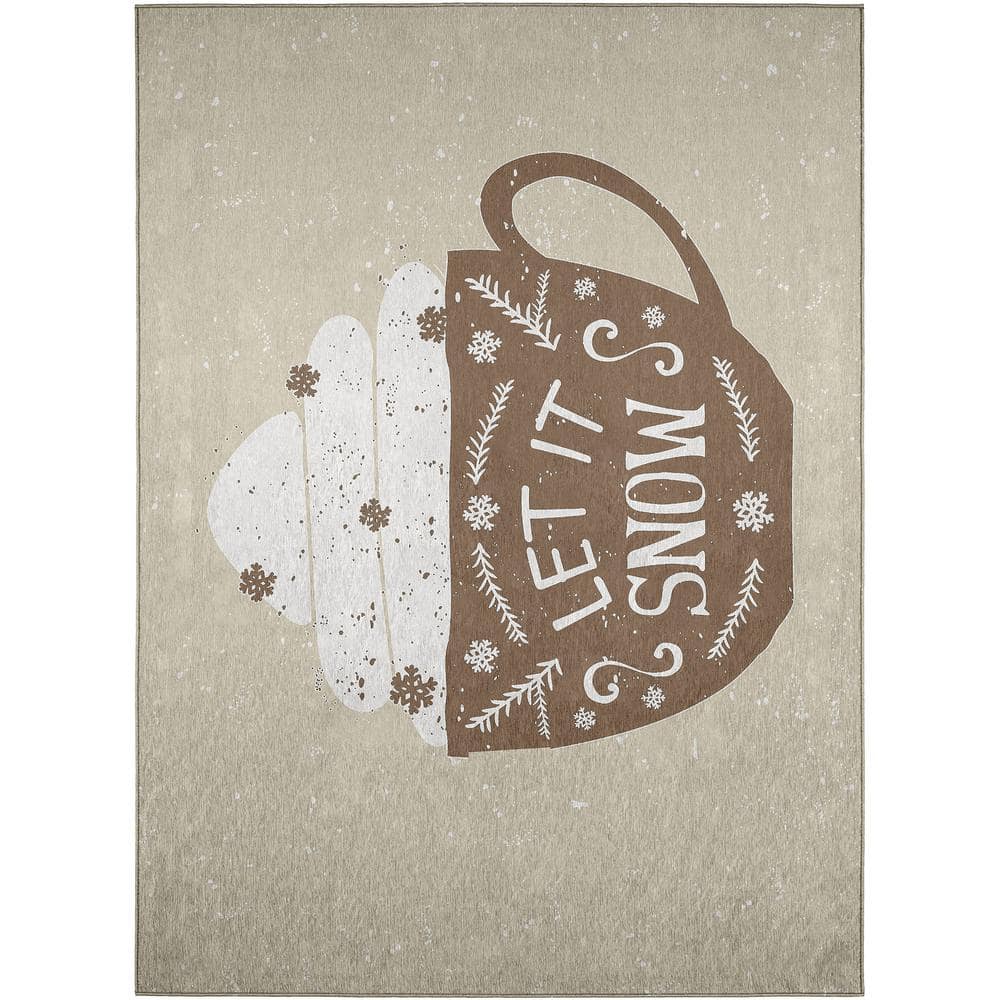 Cozy Winter Brown 30 in. x 46 in. Indoor/Outdoor Washable Area Rug