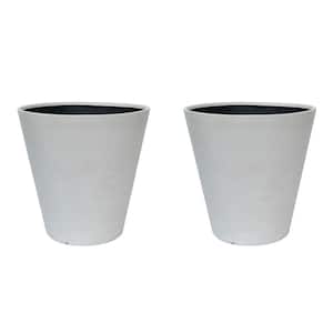 30 in. Dia Aged White Composite Commercial Planter (2-Pack)
