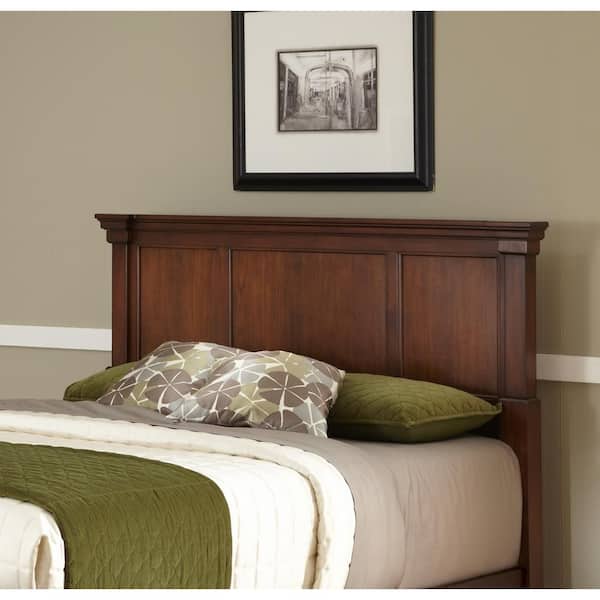 Homestyles Aspen Rustic Cherry Queen, Cherry Wood And Leather Headboard